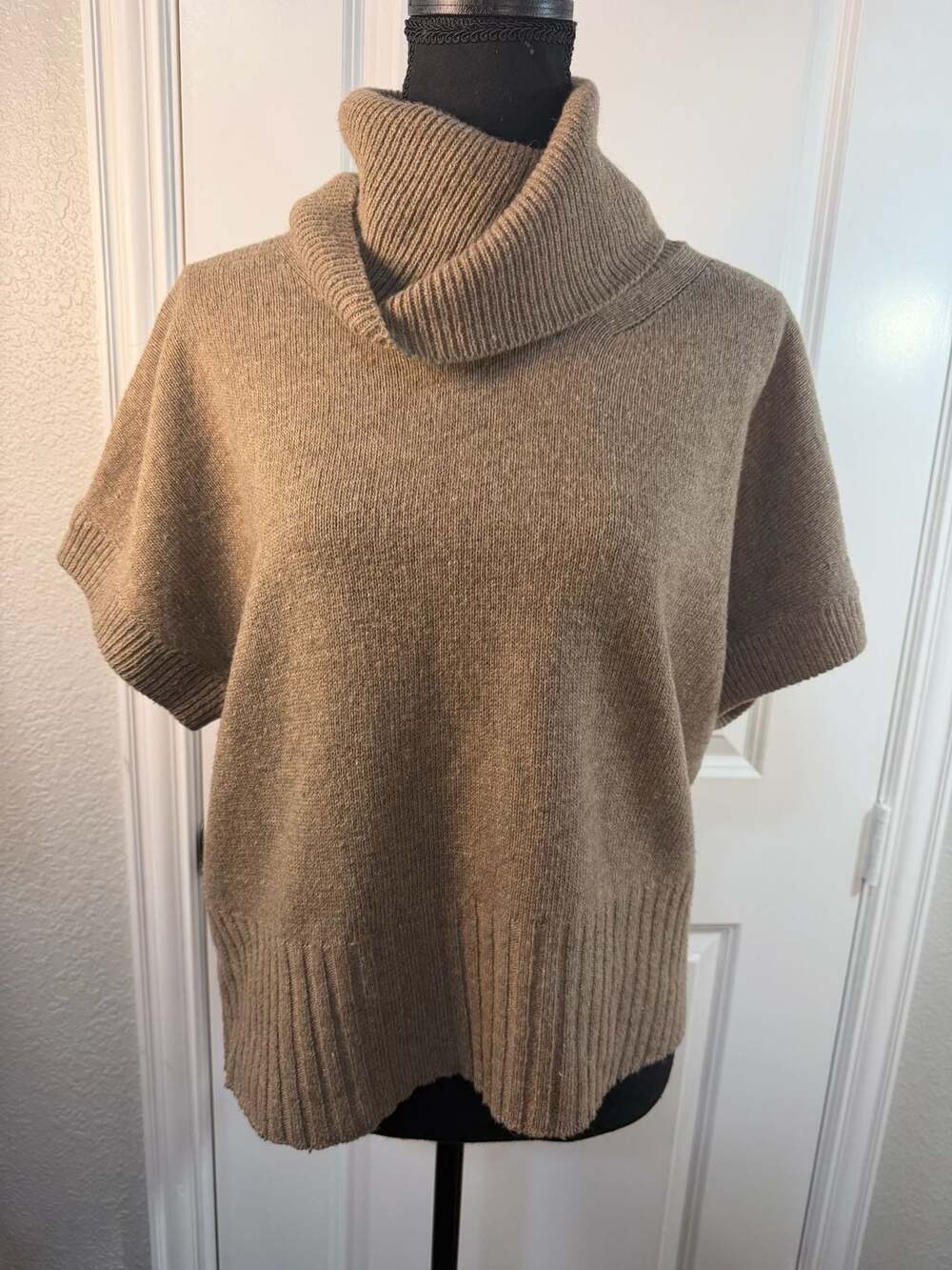 Bishop + Young Cowl Neck Short Sleeve Wool Blend Sweater